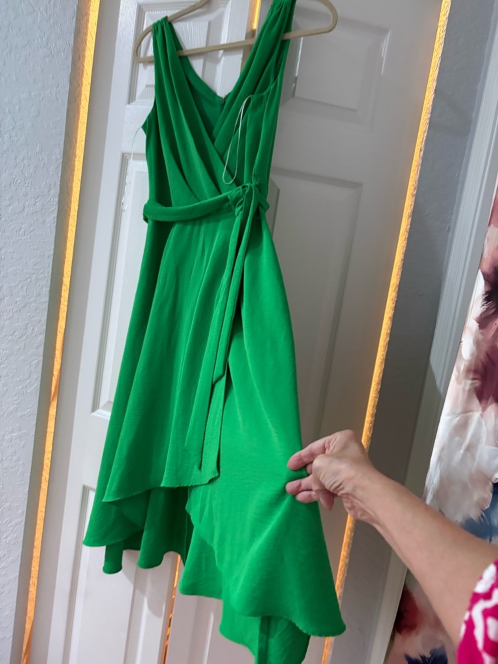 DKNY Bright Green High-Low Wrap Dress